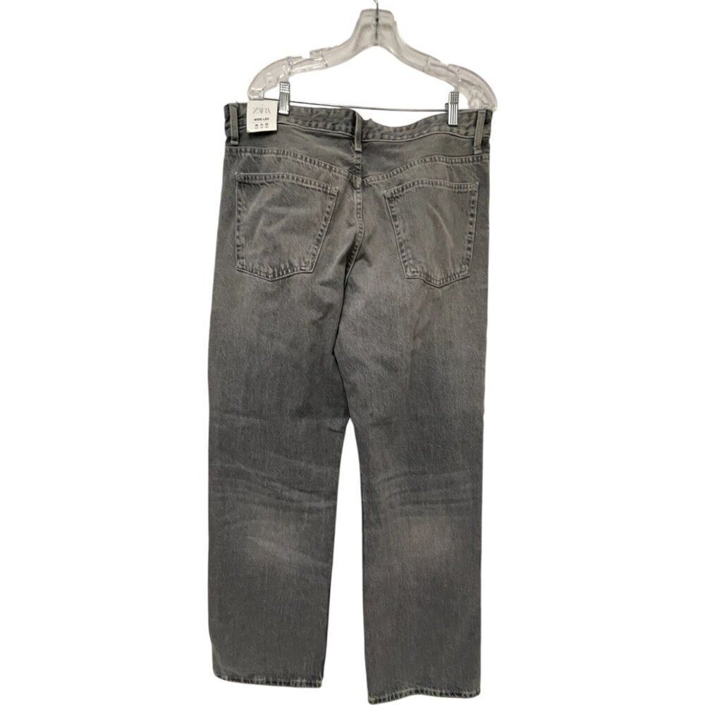 Zara Womens Wide Jeans EU 46 US 14 Gray Mid Rise Full length Denim 6045/223 NWT - Picture 3 of 10